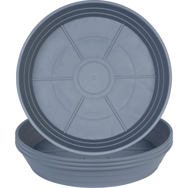 LWALRS Plant Saucer 8 Inch 4 Pack 6 8 10 12 14 16 18 20 25, Plastic Plant Trays for Pots,Extra-Deep Plant Water Dray Tray, Bird Bath Bowl, Heavy Flower Plant saucers Indoors and Outdoor No Holes 8in-4 grey - Image 1
